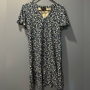 FORTUNE+IVY Navy and Cream Floral Dress